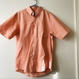 Men’s orange check short sleeve shirt by Jos A Bank